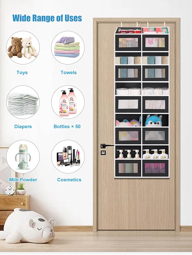 Over the Door Organizer Hanging- 10 Compartments, 80 lbs Load Behind Door