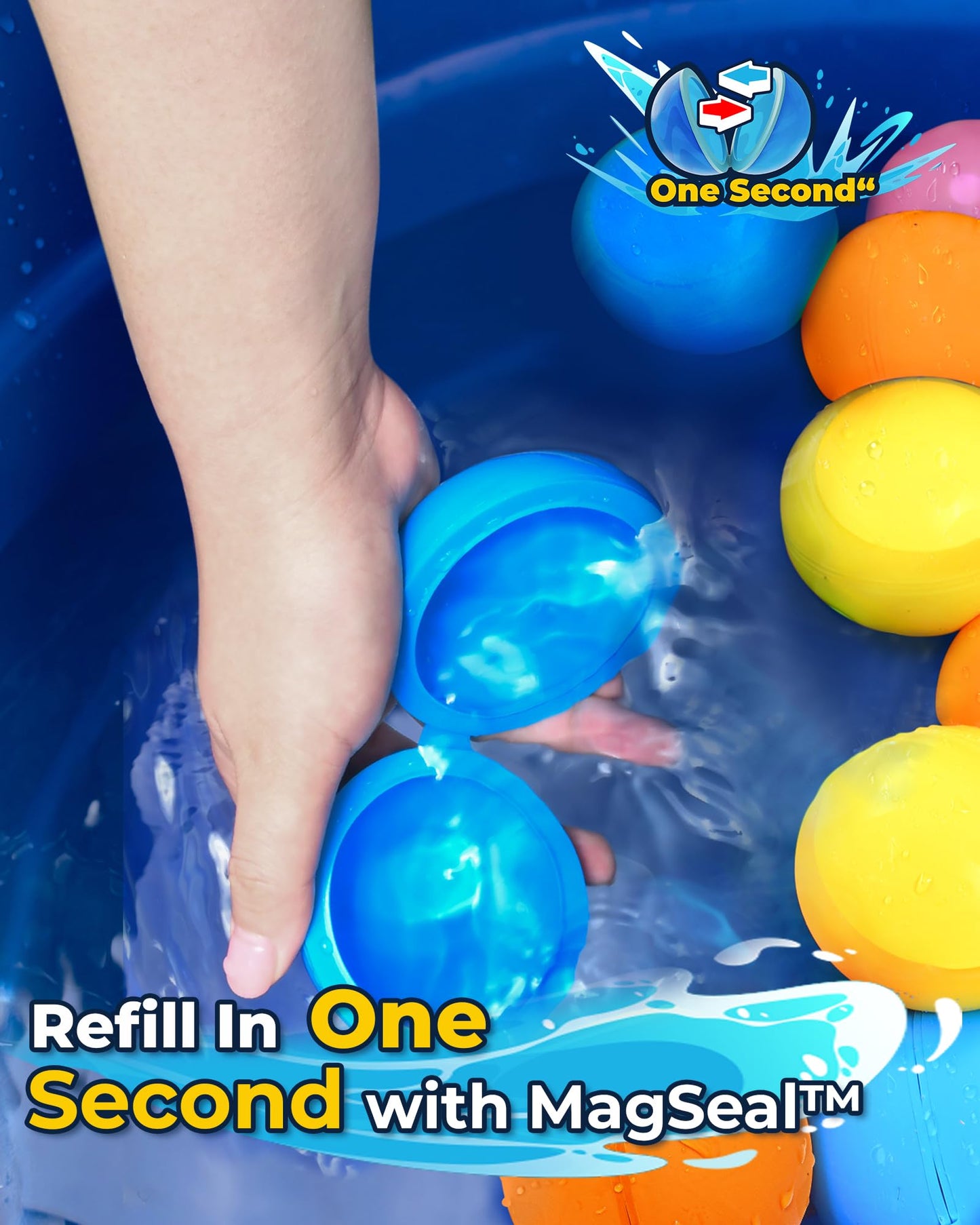 SOPPYCID Magnetic Reusable Water Balloons for Kids, Refillable Water Balls Quick Fill for Pool, Outdoor Games for Beach, Summer Toys for Kids 4-10 (10Pack)