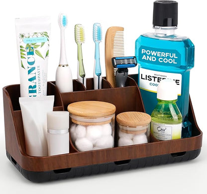 Wood Toothbrush Holders for Bathrooms Countertop Organizer