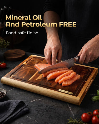 ARMORBEAR End Grain Acacia Wood Cutting Board, Reinforced Shield+Frame™ Edge Lock, Thick Butcher Block Cutting Board for Kitchen, Large Wooden Chopping Board with Juice Groove, 15.8 x 11.2 x 1.2 Inch