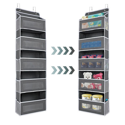 BTaoyutt Over The Door Organizer Storage, Behind Door Storage for Bathroom,Camping car, Pantry, Nursery（ Grey）