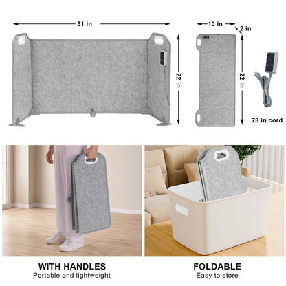 Foldable Under Desk Heater with Blanket, 5-Fold Plus Size, 8 Levels High Temperature Version Leg Foot Warmer, 1-9H Timer, Digital Display, No Odor Safe Portable Electric Space Heater for Office Home