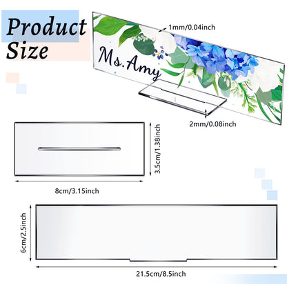 Yookeer 12 Pack Acrylic Name Plate Personalized Desk Name Plaque Sign Clear Panel Rectangle Acrylic Sheet Blank for Office Desk Decor(8.5 x 2.5 Inch)