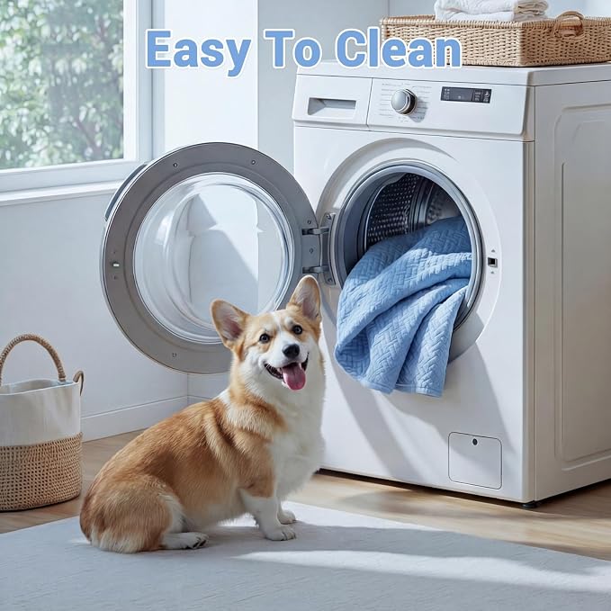 WROS Cooling Human Dog Bed for Summer, Breathable Washable Floor Lounger for People & Pets, 57'' x 35'' x 10'', Ocean Blue, Pet Bed for Hot Weather Relaxing