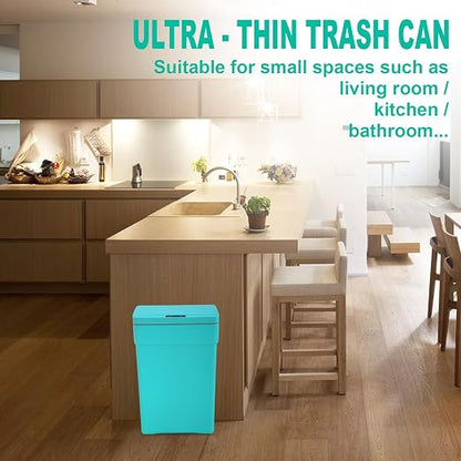 BestOffice 13 Gallon Trash Can Automatic Kitchen Trash Can Touch Free High-Capacity Garbage Can with Lid for Bedroom Bathroom Home Office 50 Liter (Black, 1) (4, Blue)