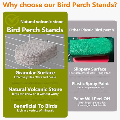 4 PCS Bird Beak Grinding Stone,Bird Perch Stands,Parrot Calcium Perch Platform,Parakeet Pumice Lava Beak Grinding Block Claws Trimmer Climbing Chewing Toys for Budgie Cockatiel Conure Lovebird
