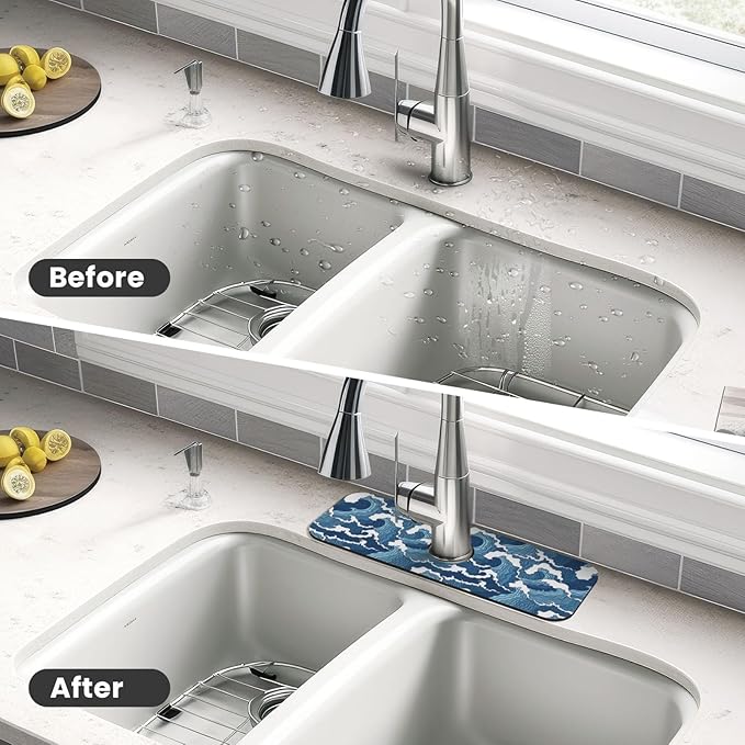 Japanese Wave Kanagawa Blue And White Waves Japan Kitchen Sink Splash Guard