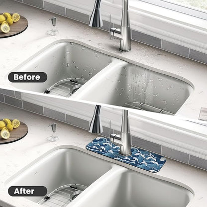 Japanese Wave Kanagawa Blue And White Waves Japan Kitchen Sink Splash Guard