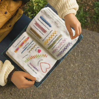 Embroidery Stitch Book Kit,Portable All Scenario Embroidery Stitch Book,Comes with a Complete Toolkit and Instructional Tutorial,Perfect for Beginners and Craft Lovers