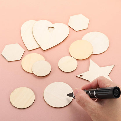 PATIKIL 2.4 Inch Unfinished Hexagon Wood Slices, 50 Pack Blank Wooden Discs Cutouts for DIY Art Crafts Painting Decor Christmas Decorations