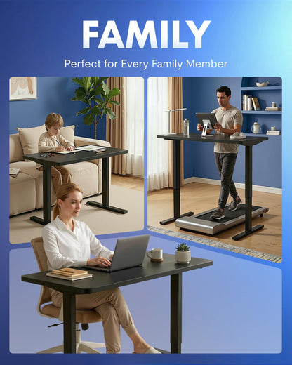 FLEXISPOT EN1 One-Piece Standing Desk, Electric Adjustable with 4 Memory Presets, 176 LBS Capacity, Stable & Quiet, Seamless Desktop for Home Office & Dual Monitors, 48"x24" Black