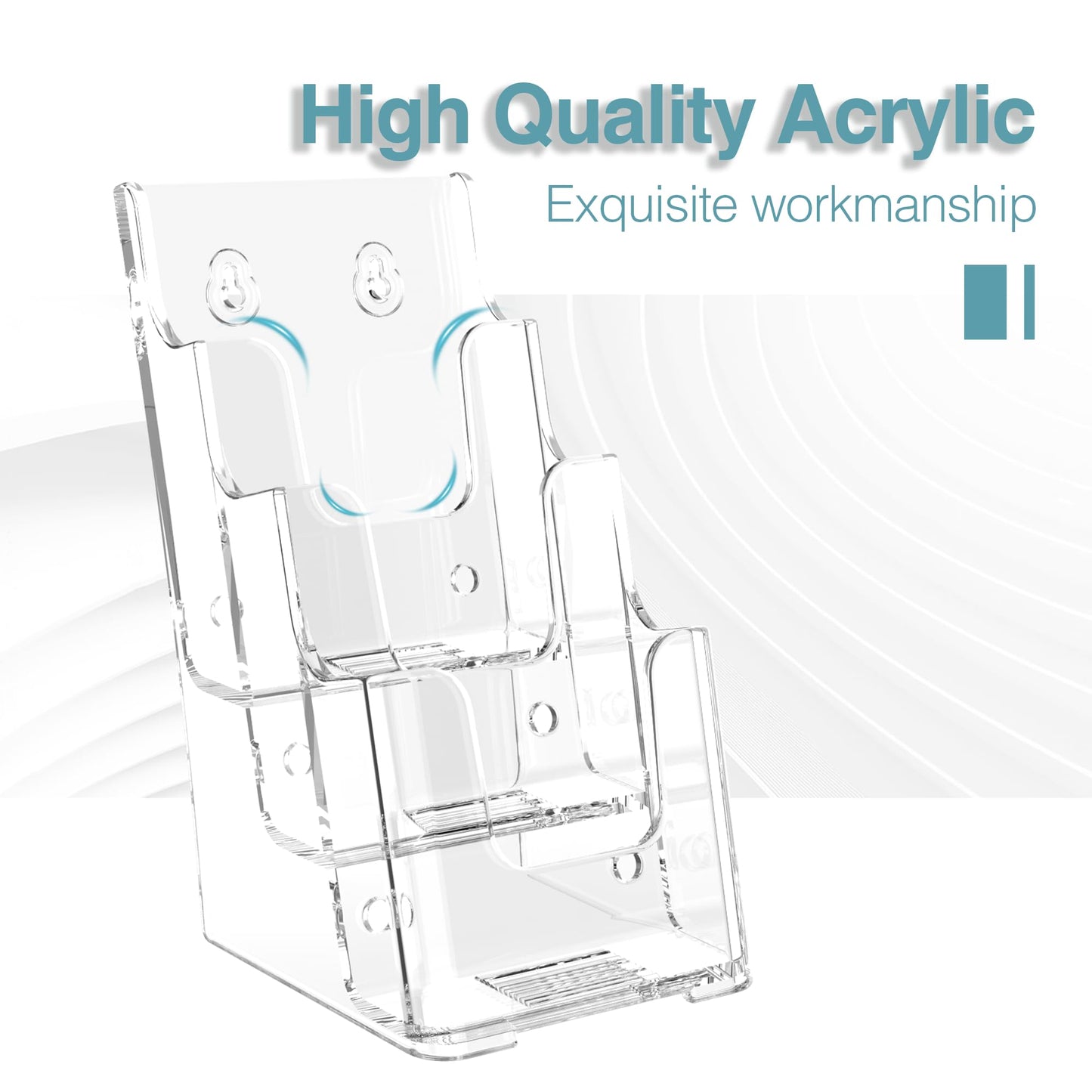 HLF-ho Brochure Holder 4x9 Inch 3 Tier Acrylic Literature Holders Clear Plastic Flyer Display Stand Countertop Use or Wall Mount Pamphlet Holder Organizer for Office, Lobby, Hotel, Trade Show, 4 Pack