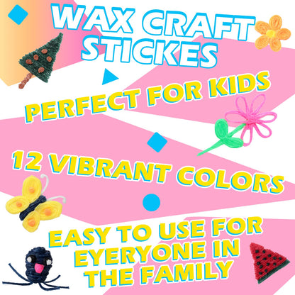 600 Pieces Wax Craft Sticks for Kids Bendable Sticky Yarn Molding Sculpting Sticks in 13 Colors with Plastic Storage Box for Handicraft DIY School Project Supplies