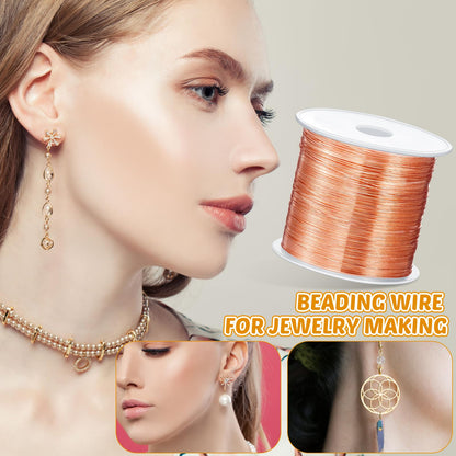 Funrous 5 Rolls 5 Size Jewelry Wire 18, 20, 22, 24, 26 Gauge Copper Wire Kit Jewelry Beading Bendable Craft Metal for Making Crafts, Sculpting with a Pliers(Copper)