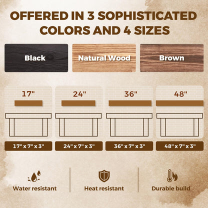 YLYHSST 48x3x7in Solid Wood Floating Shelf – Wood Natural Wall Mounted Fireplace Mantel Shelf – Heavy Duty Decorative Fireplace Mantel for Living Room, Kitchen, Bathroom, Bedroom