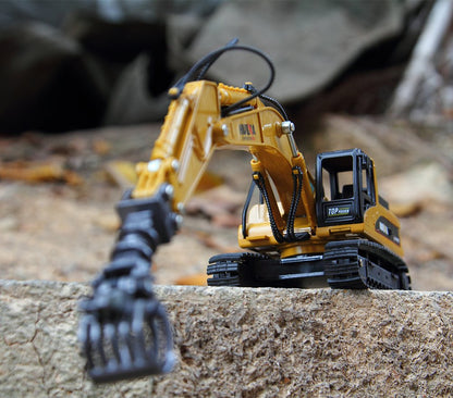 Gemini&Genius Construction Vehicle Toys Timber Grab Excavator Heavy Metal 1/50 Scale Grab Wooden/Building Materials Vehicle Engineering Alloy Models Collection Toys Gift for Kids and Decoration House