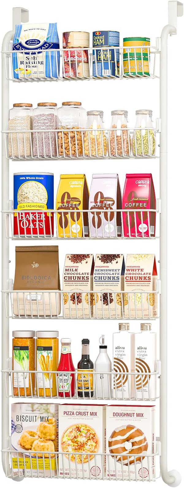 MIAOLI Over the Door Pantry Organizers and Storage, 6-Tier Spice Rack, Home &