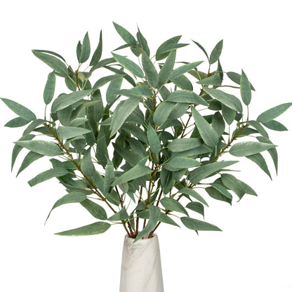 Faux Eucalyptus Stems - 34' Long Fake Salix Leaves 6 Pcs Artificial Greenery Stems for DIY Bouquet Arrangements, Centerpieces, Shower Decorations