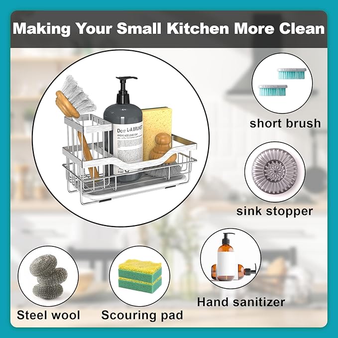 Vanwood Kitchen Sink Caddy Organizer Sponge Holder