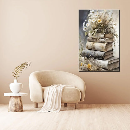1pc of Artwork Featuring Inspirational Book Flower Art on Canvas, Suitable for Posters And Wall Decoration in Bathrooms, Living Rooms, Bedrooms, Offices, Dining Rooms, Framed Canvas Wall Art (Framed,16×24inch)