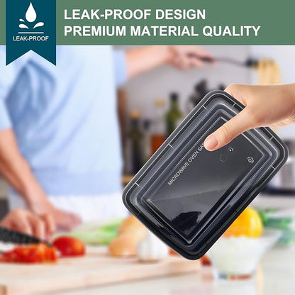 50 Pack Meal Prep Containers 24 oz, Leakproof Plastic Food Storage Containers