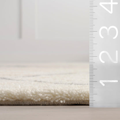 Rugs USA Beachwood Ivory/Grey, 6' x 9', Handmade, Trellis, Wool, Soft and Cozy, High Traffic, Stain Resistant, Easy Clean, Durable Area Rug for Bedroom, Living Room, Dining, Den, Foyer, Entryway