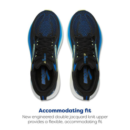 Brooks Men’s Glycerin 22 Neutral Running Shoe - Black/Cobalt/Neo Yellow - 10 Medium