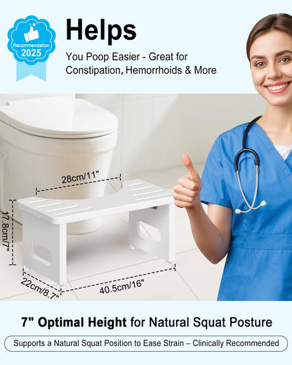 YOSE Squatting Potty for Adults, Foldable Bamboo Toilet Stool Squat Adult, No Assembly Required, Sturdy Poop Stool Adult for Small Bathrooms, Space-Saving Bathroom Foot Stool
