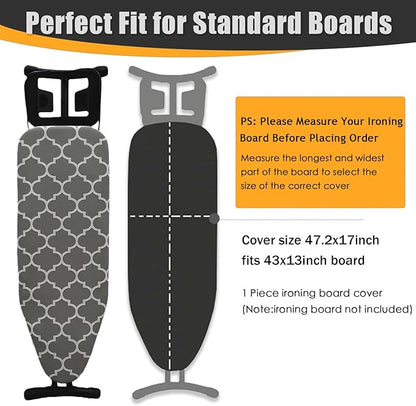 Ironing Board Cover and Pad, Sewn-in Thick Feltpads, Elastic Edge, Fits