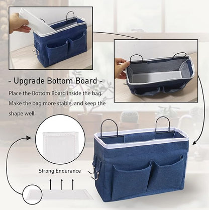 2pcs Middle Wall Hanging Organizer Bag, Linen Fabric Door Hanging Storage Basket