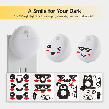 YUNLEX 2 Pack Plug in Red Sleep Night Light with Motion Sensor and Dusk to Dawn Sensor, 3 Modes, Soft Glow, 0% Blue Light True Red, Dimmable, LED Lights for Bedroom, Sleep, Kids, Bathroom, Hallway
