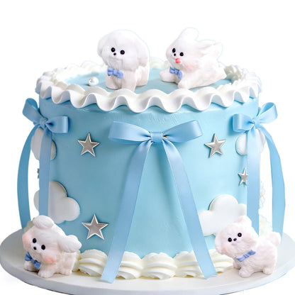 LaVenty Cute Puppies Cake Topper Cartoon Birthday Cake Decorations Figures for Birthday Party Decorations