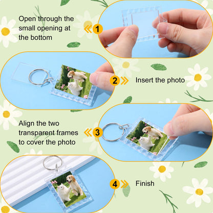 Yaomiao 25 Set Acrylic Photo Keychain with Tassel Clear Blank Custom Keychain Frame Holder Insert Picture Keyring Making Kit (Wavy Rectangle)