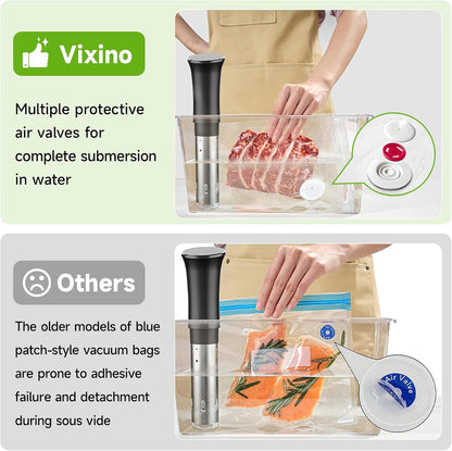 Vacuum Sealer Bags, 40 Reusable Vacuum Sealer Bags for Food, BPA-Free, Meal Prep and Sous Vide Cooking,Works for Handheld Sealer and Vac Sealer Machine with External Vacuum Systems