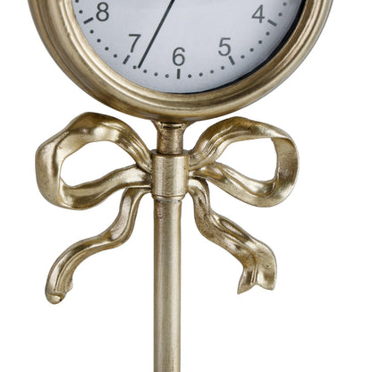 NIKKY HOME Small Gold Bow Table Clock, Silent Elegant Mantel Decor
