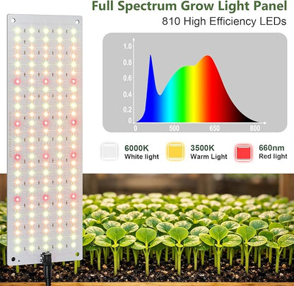LBW Plant Grow Light, 810 LEDs Full Spectrum Plant Lights for Indoor Growing, Ultra-Thin Panel Grow lamp for Under Cabinet Plant，4/8/12H Timer, 3 Lighting Modes, 10 Dimmable Levels, 6 Packs