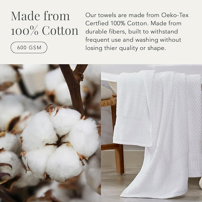 NY Loft 100% Cotton Bath Towel Set of 4 | White Towels | Oeko-TEX® Standard 100