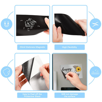 AiDiYGECO 16pcs Cuttable Magnetic Sheets with Adhesive Backing 8X10 INCH Flexible Peel and Sticker Magnet Sheets for Crafts (8X10 INCH)