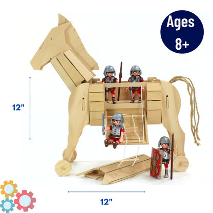 PATHFINDERS STEM Kit – Trojan Horse Model | DIY Wooden Craft Kit for Kids 10-14 | Girls Arts & Crafts STEM Gift | Ancient Greek History Project | Hands-On Educational Toy Engineering and Science