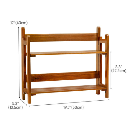 VaeFae Teak Wood Floating Shelves Bathroom, Foldable Wooden Rack Wall Mount, 2 Shelves