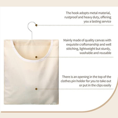 Eccliy 2 Pcs Canvas Clothespin Bag
