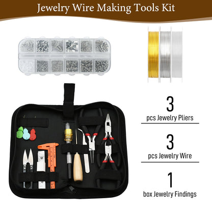 LYFJXX Jewelry Making Supplies Kit with Jewelry Pliers, Jewelry Wires and Jewelry Findings for DIY