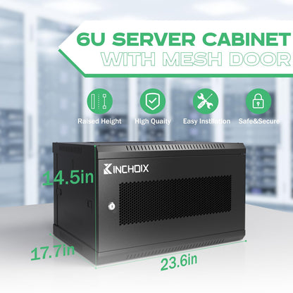 Kinchoix 6U Server Cabinet Wall Mount Network Rack Enclosure Cabinet Enclosure for Computer Data Networking Electronic Equipment, Removable Side Panels 14.5in Depth
