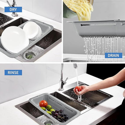 LASSHSWA Collapsible Colander for Kitchen, Over the Sink Strainer Basket for