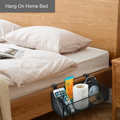 Bedside Caddy Hanging Storage Basket Beside Shelf Metal Organizer