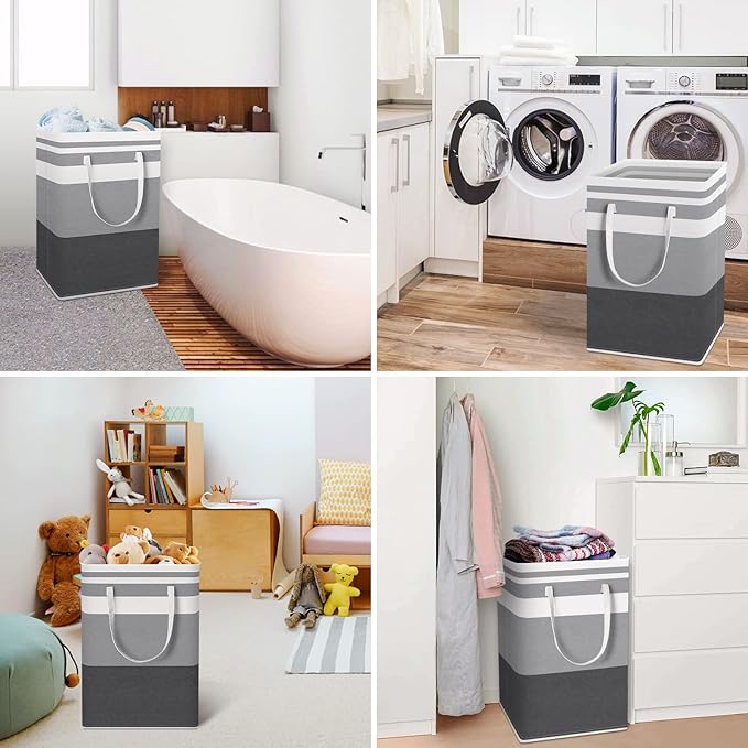 HomeHacks 3-Pack Large Laundry Basket, 75L Each Waterproof, Freestanding