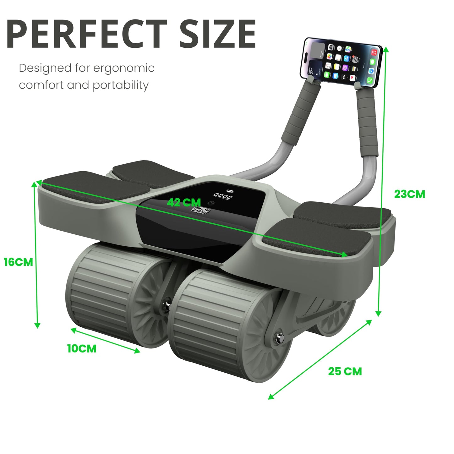 2025 New 4-Wheel Abdominal Roller with Elbow Support : Latest Upgraded High-Performance Exercise Machine With Automatic Rebound, Multi- layered Anti-Slip Design with Calorie Counting LCD Screen