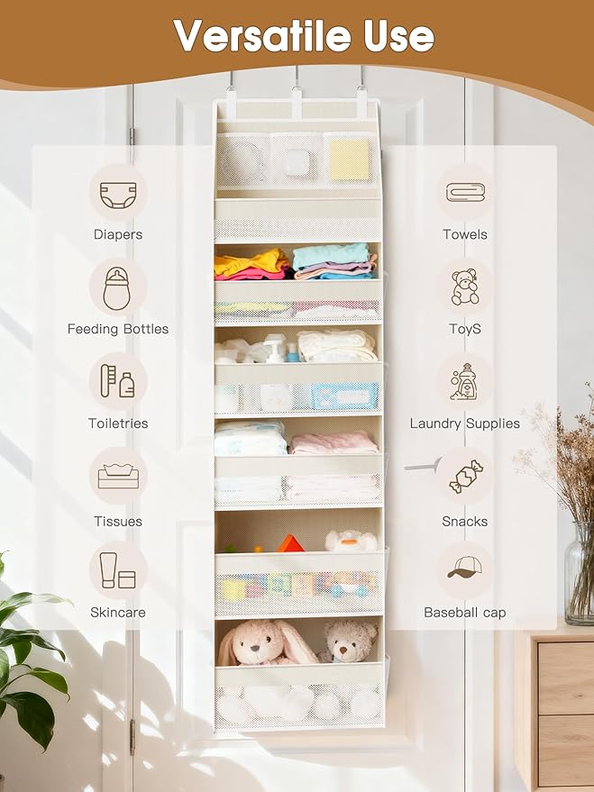 Criusia 2 Pack Over the Door Organizer, 6-Shelf Closet Hanging Storage