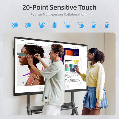 QIXZOCV 65" Smart Board for Classroom Office Home, All-in-One 4K Interactive Whiteboard, Digital Electronic Smartboard with 20 Point Touchscreen, Android 14, 8+128G (Wall Mount Included)