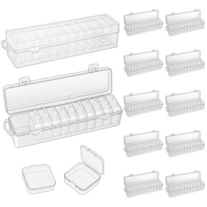 130 Pack Transparent Bead Organizers and Storage - Portable Bead Organizer, 10 Large Boxes and 120 Small Boxes for Bracelet Making DIY, Jewelry, Small Parts